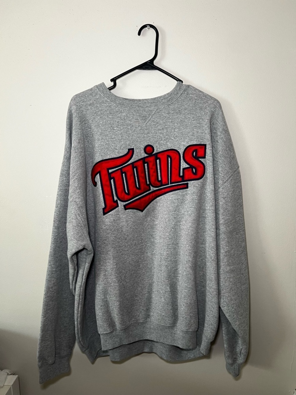 Gear For Sports Gray Crewneck Sweatshirt with Red 'Twins' Logo